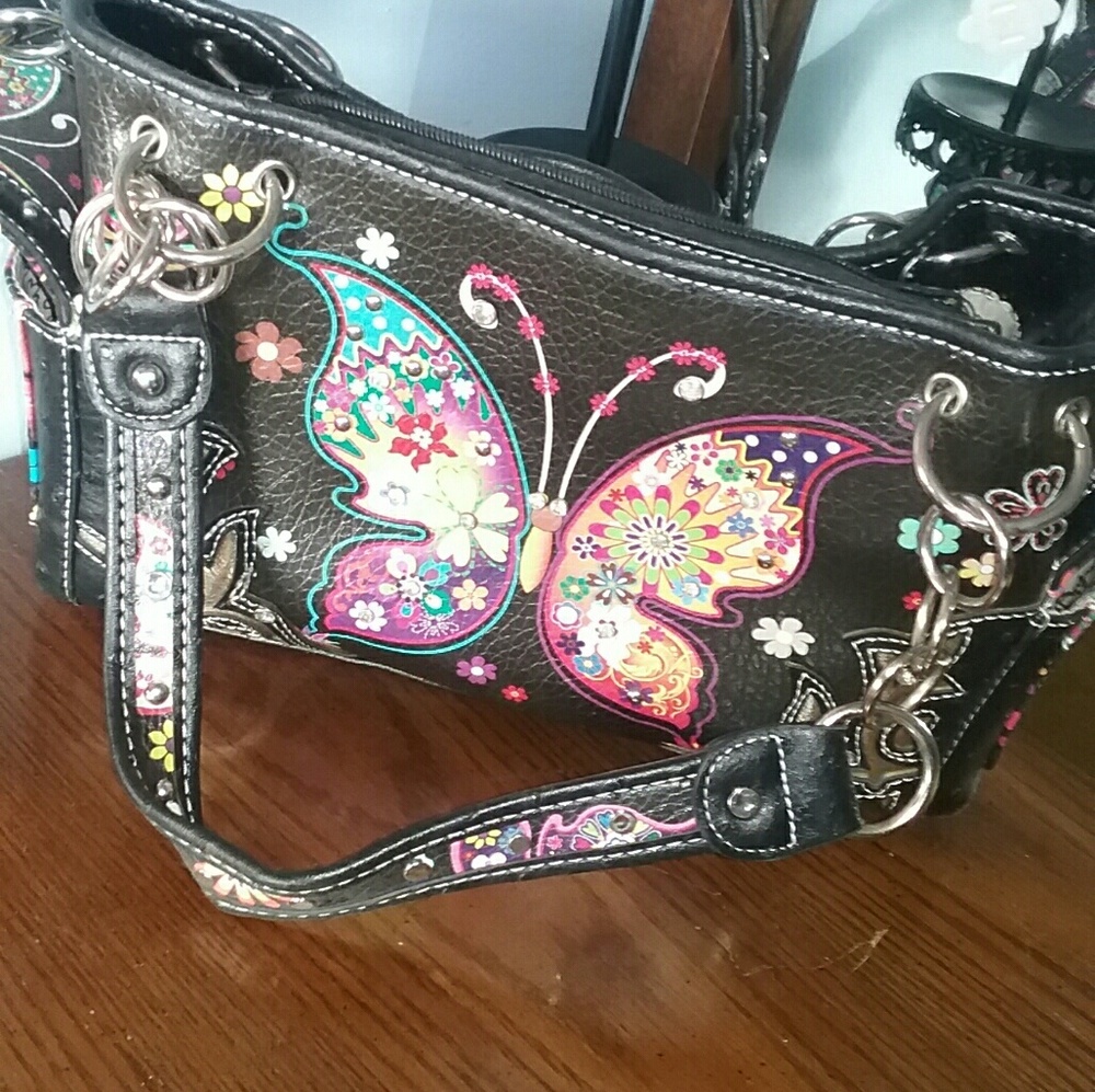 Butterfly Multi-Color Conceled Carry Purse LG CCW